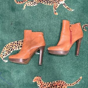 Coach Tan Leather Heeled Boots